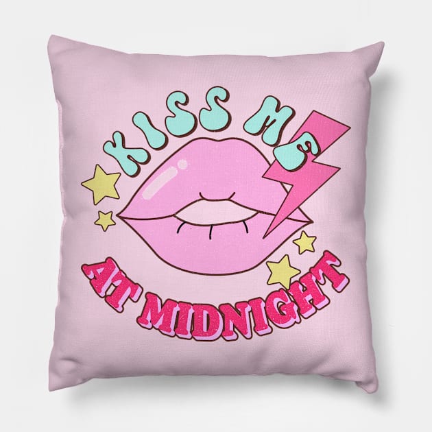 Valentine's Day Kiss Me At Midnight I Love You Be Mine Pillow by SilverLake