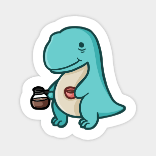 Coffee Junkie T-Rex, Dino, Dinosaur Magnet