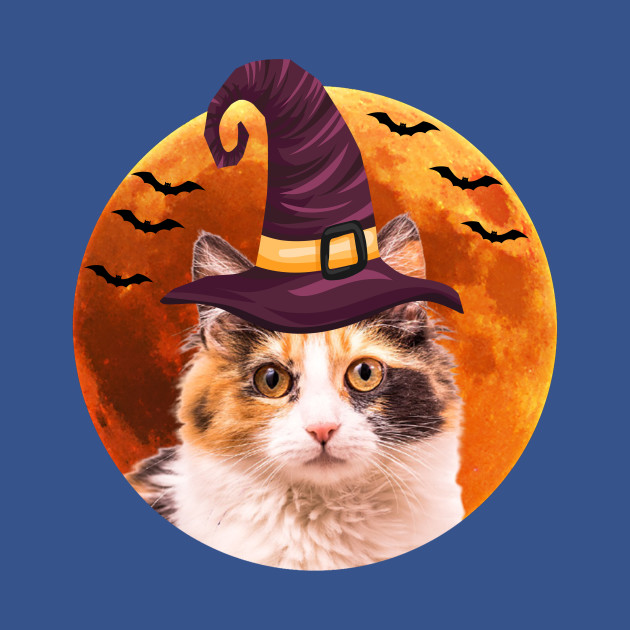 Disover Cute calico cat with witch hat - Calico Cat - T-Shirt