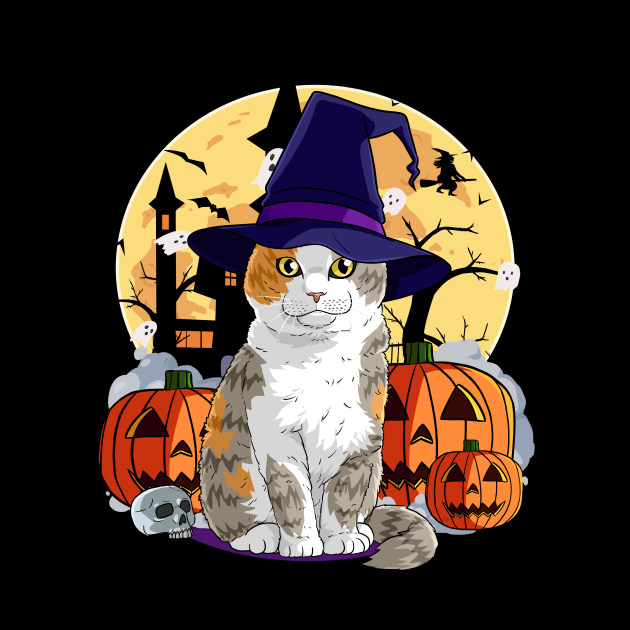 Scottish Fold Cat Funny Halloween Witch Pumpkin by Noseking