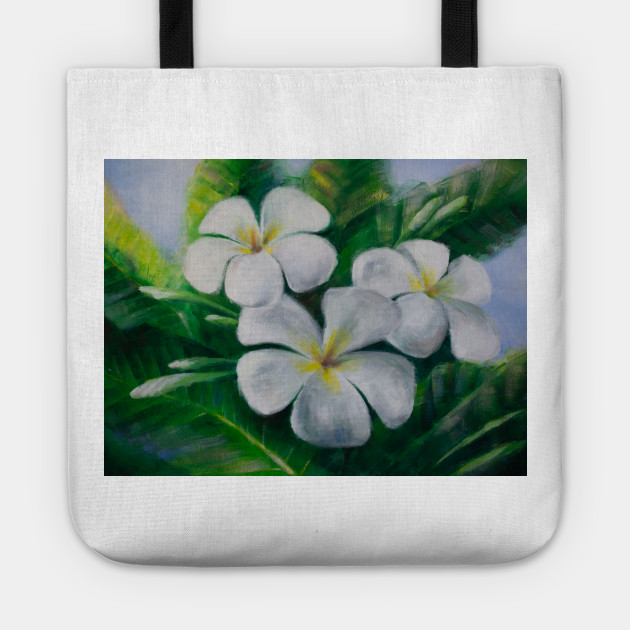 Original Acrylic Painting White Tropical Flower Frangipani In The