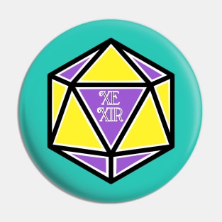 Nonbinary Pronoun Pride D20 Xe/Xir Pin