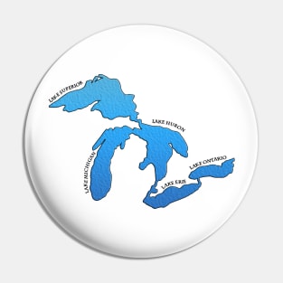 Outline of the five Great Lakes with labels Pin