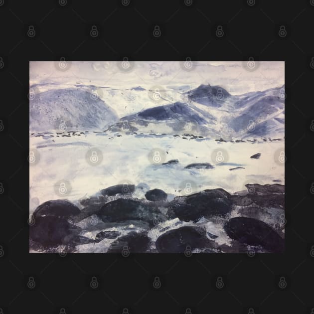 Snowy mountain scene by Juliejart