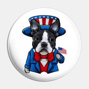 Fourth of July Boston Terrier Pin