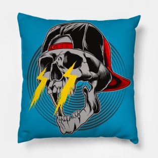 Skull Head Illustration Pillow