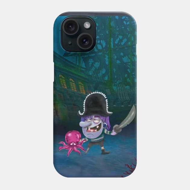 Ghost pirate and octopus Phone Case by Paciana Peroni