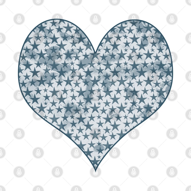 Grunge blue stars in heart by hereswendy