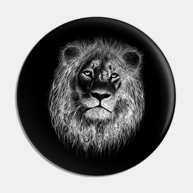 Lion Face Round Pin by GeeTee