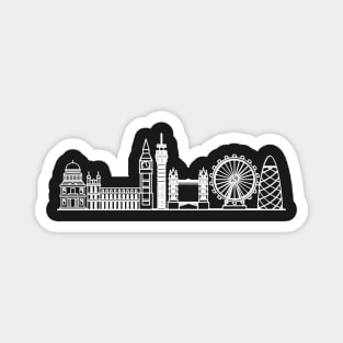 London Skyline in white with details Magnet