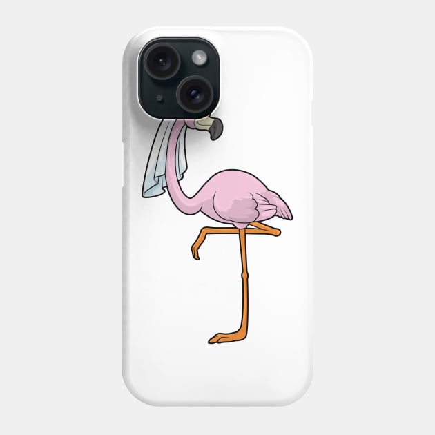 Flamingo as Bride at Wedding with Veil Phone Case by Markus Schnabel