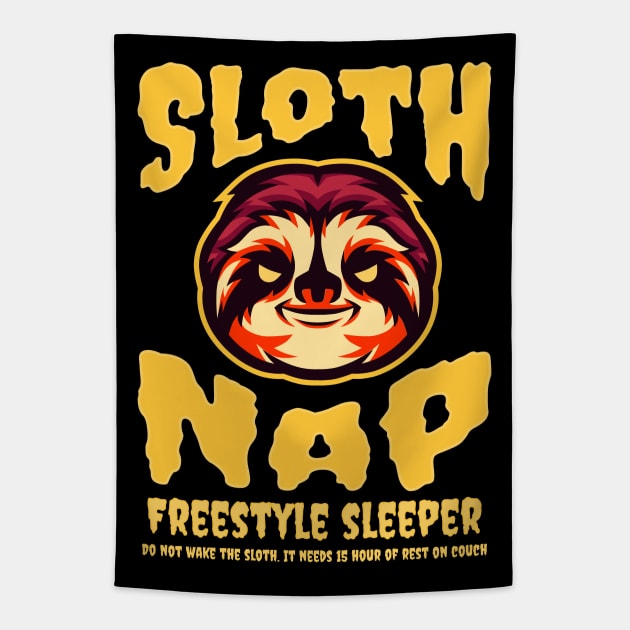 Sloth Nap. Freestyle Sleeper. Spooky Funny Sloth Gift Tapestry by vystudio