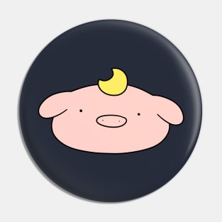 Crescent Moon Pig Face Pin