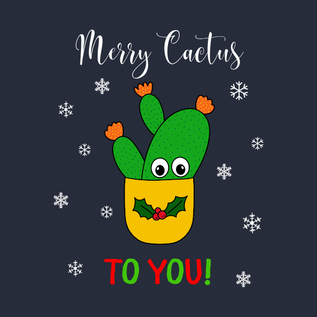 Merry Cactus To You - Opuntia Microdasys Cactus In Christmas Holly Pot by DreamCactus