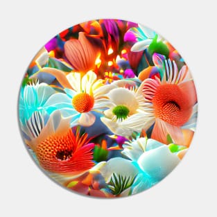 Colorful Flower Art Pin