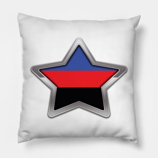 Large Polyamory Pride Flag Colored Star with Chrome Frame Pillow