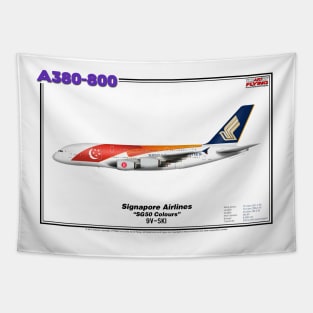 Airbus A380-800 - Singapore Airlines "SG50 Colours" (Art Print) Tapestry