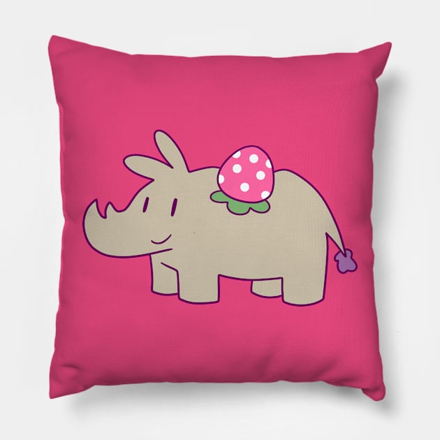 Strawberry Rhino Pillow by saradaboru