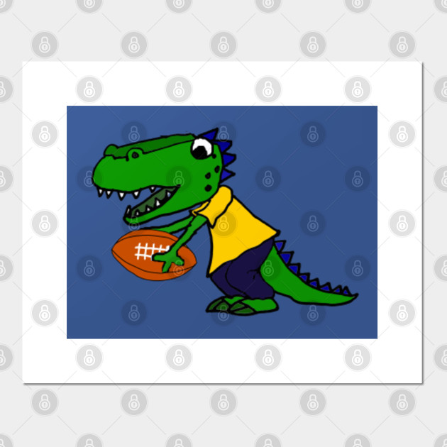Funny Funky Alligator Playing Football Cartoon Alligators