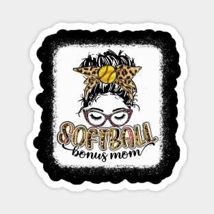 Softball Bonus Mom Leopard Magnet