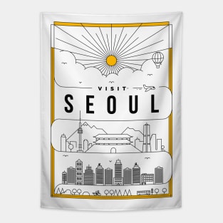 Seoul Minimal Lineal Poster Tapestry