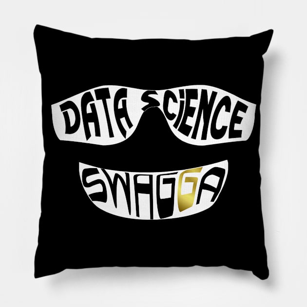 Data Science Swagga | Hip Hop Gold Tooth White Pillow by aRtVerse