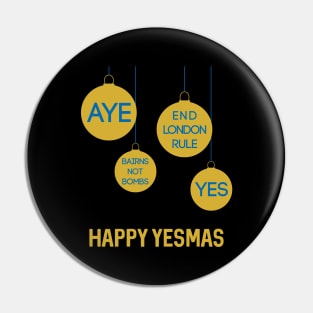 Gold Happy Yesmas Christmas Decoration Bauble Design Pin