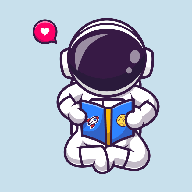 Cute Astronaut Reading Book Space Cartoon by Catalyst Labs