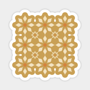 Geometric Floral Pattern in Orange Magnet