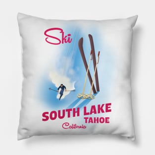 South Lake Tahoe Ski poster Pillow