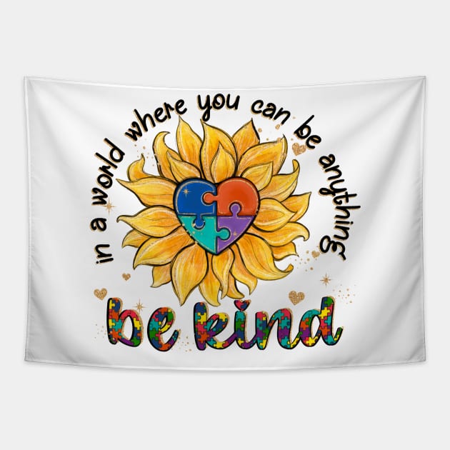 Autism Sunflower Be Kind Tapestry by nickymax915