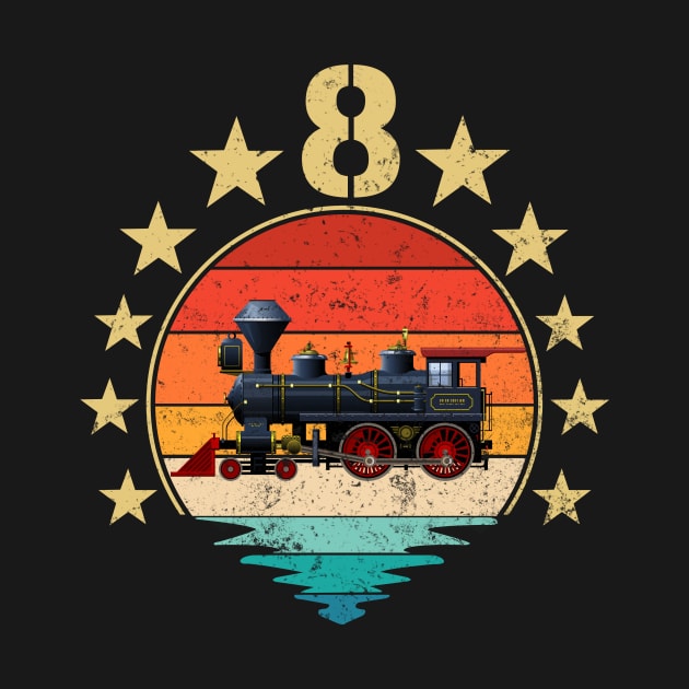 Vintage I'm 8 Years Old Locomotive Train 8th Birthday by OHC t-shirt