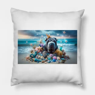 Stitch and the Star Fish on the Beach Pillow