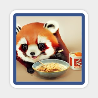 Kawaii Red Panda Eating Ramen Magnet