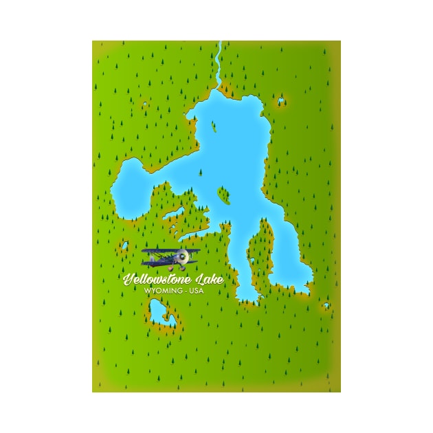 Yellowstone Lake, Wyoming Map by nickemporium1