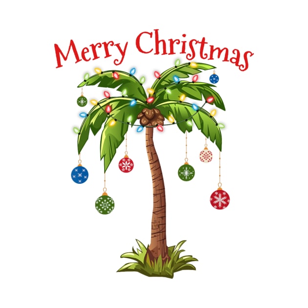 Merry Christmas Palm Tree Light Hawaiian Tropical Christmas by rivkazachariah