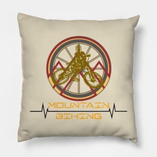 Mountain Biking Through The Woods Pillow