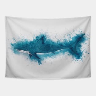 Cool Blue Shark Watercolor Art for the Ocean Lovers and Anglers Tapestry