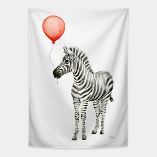 Zebra with Red Balloon Tapestry