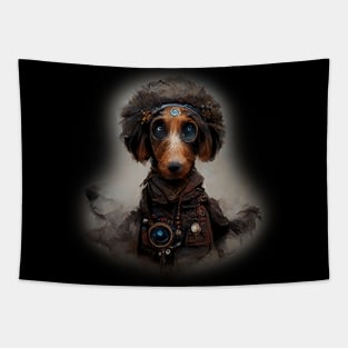Dachshund Surreal Steampunk Artwork, Dog Lover Tapestry