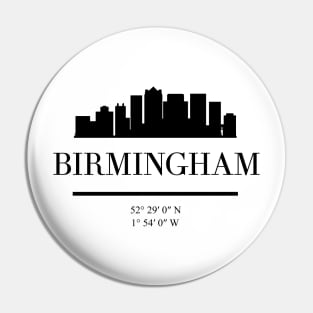 BIRMINGHAM ENGLAND BLACK SILHOUETTE SKYLINE ART Pin