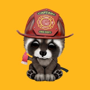 Cute Baby Raccoon Firefighter T-Shirt