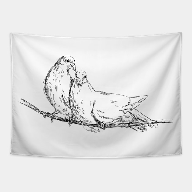 Doves couple Tapestry by rachelsfinelines