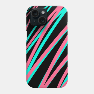 retro 80s design Pink and aqua on black Phone Case