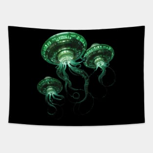 Alien Invasion! Galactic UFO Spaceship Jellyfish Tapestry