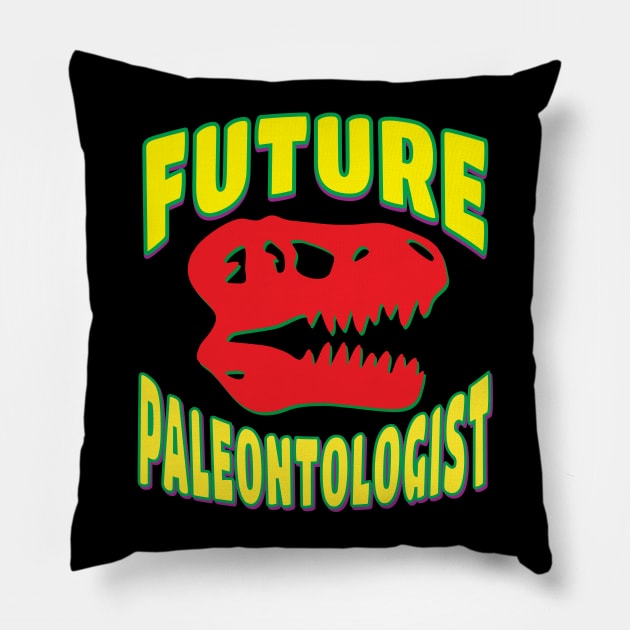 Future Paleontologist T rex Dinosaur Red Skull Pillow by Elvdant