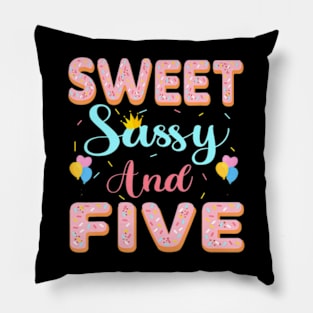 Sweet Sassy And 5Th Birthday For Girls 5 Year Old Party Pillow