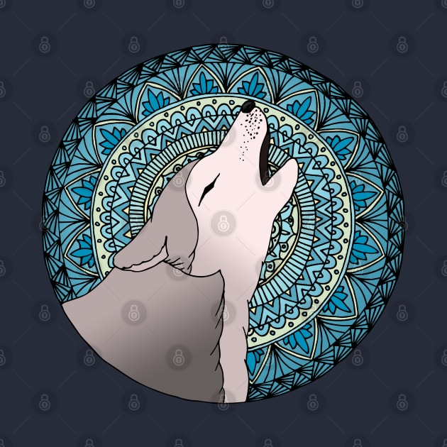 Wolf Howling Moon Mandala by julieerindesigns