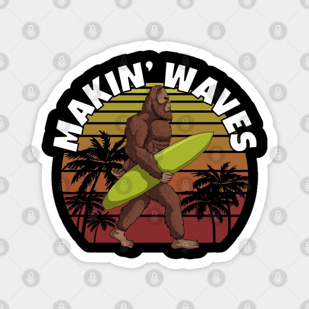 Bigfoot Makin' Waves Magnet by RockReflections