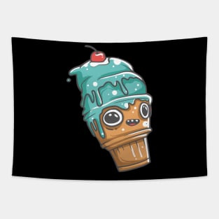 Blue cone ice cream character Tapestry